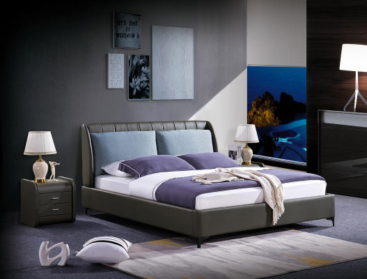 Tweepersoons slaapkamer bedden luxe taupe tweepersoons bed hotel inrichting modder