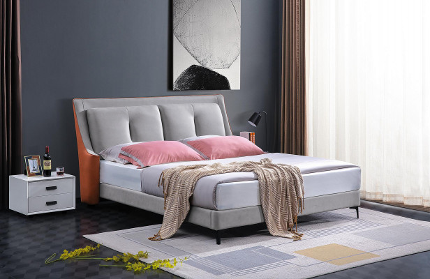 Klassiek bed Tweepersoonsbed Bedden Hout Grijs Stijl Massief hout Slaapkamer Nieuw