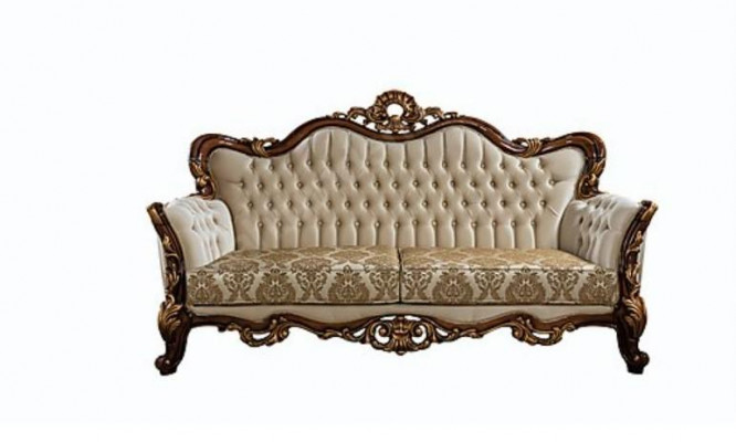 Chesterfield Barok driezits meubel bank sofa stof goud bankstel