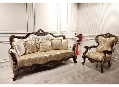 Klassieke bankstel woonkamer bank meubel inrichting 3+1 zitplaatsen.