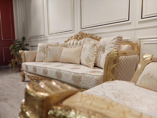 Chesterfield Bank Barok Bank Hout Fluweel Driezits Klassieke Bankstellen Meubels