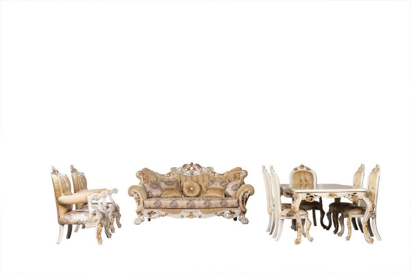 Woonkamer Luxe Bank Beige Bankstel Banken Fauteuils 3+1 Zits Stof Design