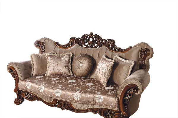Barok driezits Chesterfield bankstel meubelbank banken stof bruin