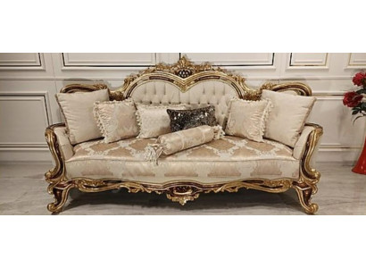 Chesterfield barok driezitsbank meubel bank bank stof beige