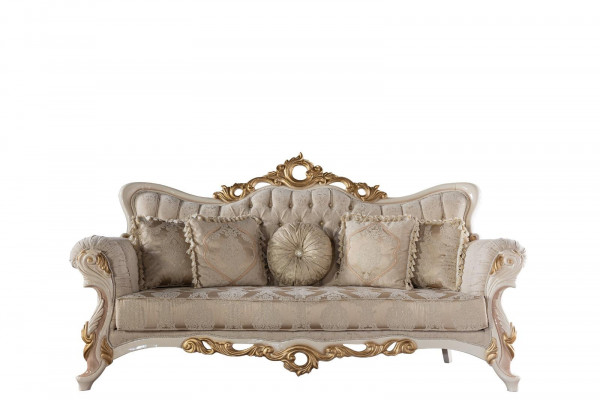 Chesterfield barok bank meubels bank banken stof goud driezitsbank.