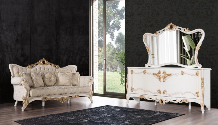 Chesterfield barok bank meubels bank banken stof goud driezitsbank.
