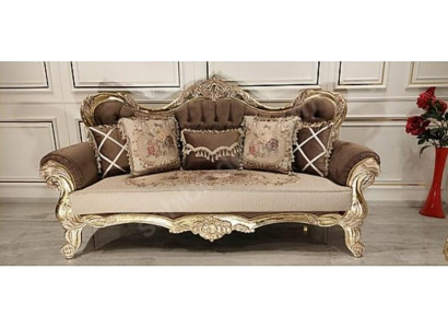 Chesterfield Barok driezitsbank bank banken stof gouden meubels