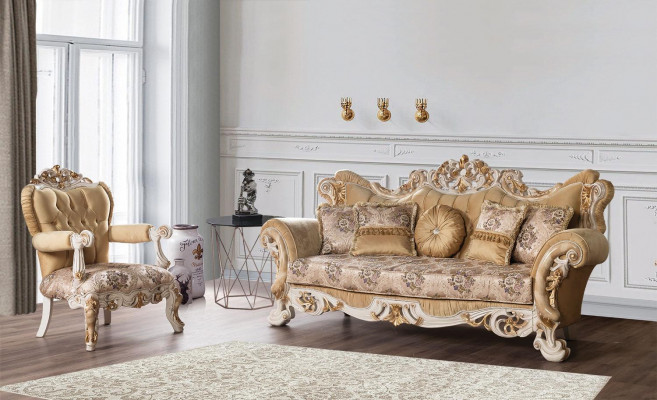 Chesterfield Barok Driezitsbank Meubel Bank Banken Stof Beige