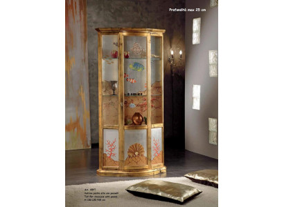 Klassieke vitrinekast glas hout luxe meubels goud dressoir Italië
