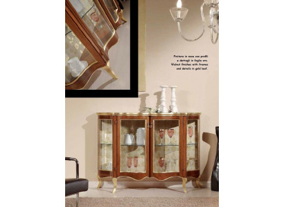 Vitrine Ladekast Glazen ladekasten Luxe dressoir Kasten Bruin Italiaanse meubels