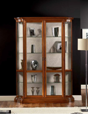 Glazen kast Luxe vitrinekasten Bruin Vitrine Klassieke Italiaanse meubels