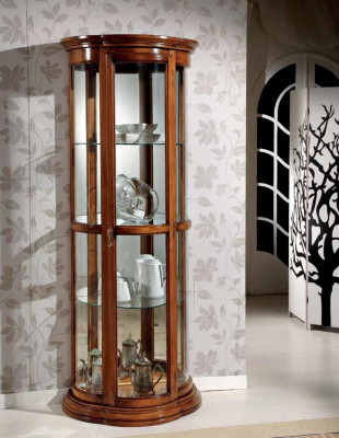 Klassieke vitrinekast glazen kast vitrine houten woonkamer luxe bruin dressoir