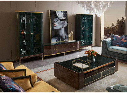 Ontwerp woonwand dressoir 2x vitrine RTV lowboard dressoir 3-delige set.