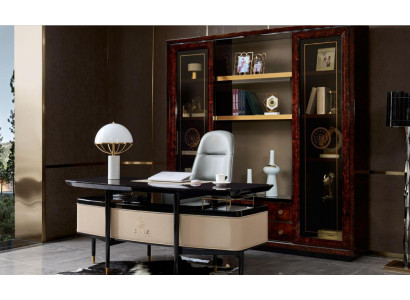 Edel kantoorinterieur Luxe kantoormeubilair Schrijftafel Stoel Set Ensemble