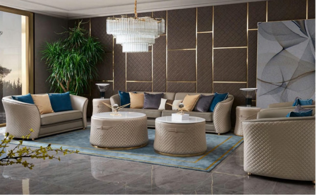 Sofa set 4-zits leren bank bank woonlandschap set ontwerp