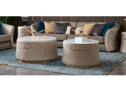 Ronde set 2x salontafel bijzettafel ontwerper woonkamer