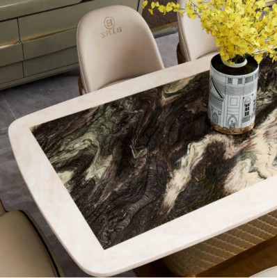 Tafel eetkamer set eettafel stoel set 7-delig leer roestvrij staal rugleuning stoelen