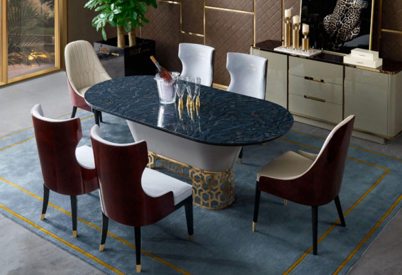 Complete eetkamerset tafel 6x stoelen armstoel luxe eetgroep