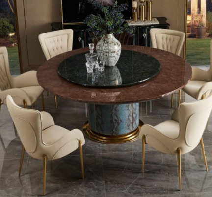 Complete eetkamerset Ronde tafel 4x armstoelen Eetgroep
