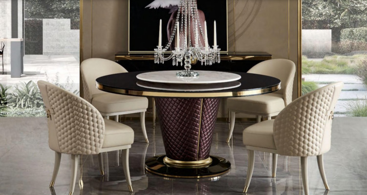 Ontwerp Ronde Tafel 4x Stoelen Eetkamer Zitkussens Ronde Tafels