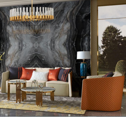 Roestvrijstalen bijzettafel rond design tafels goud bank woonkamer