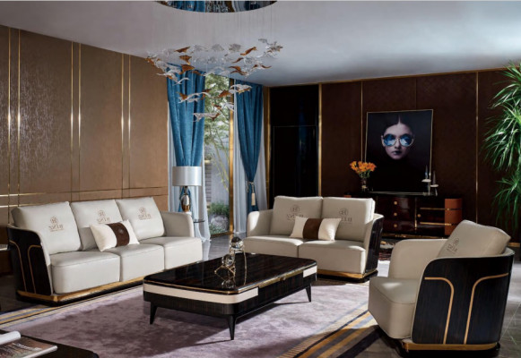 Sofa set 3-zits set Designbank Bekleding Decor Bankstellen Bank Modern