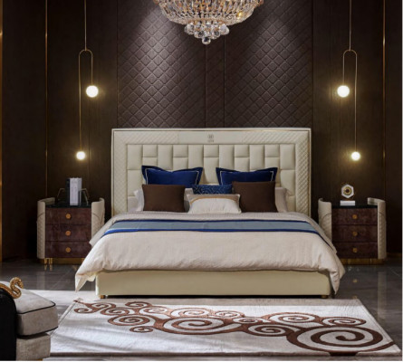 Bed Slaapkamer Ontwerp Bedden Nachtkastjes Luxe Meubels 3-delige Set.