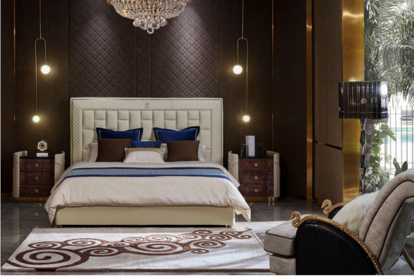 Bed Slaapkamer Ontwerp Bedden Nachtkastjes Luxe Meubels 3-delige Set.