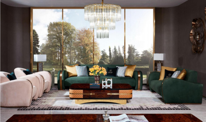 Luxe bankstel 4-delige set bankstel leren bank gestoffeerde Chesterfield bankstellen