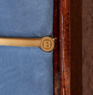 Klassiek bedframe Lederen bed Blauwe luxe bedden Slaapkamermeubilair