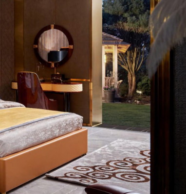 Bed slaapkamer meubilair 6-delig. Leder compleet set design Luxe bedden