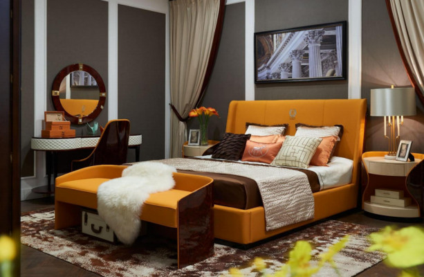 Luxe slaapkamer meubels Bed 2x Nachtkastje Set Bedden Hotelmeubilair 3-dlg. Wonen