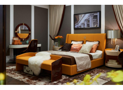 Luxe slaapkamer meubels Bed 2x Nachtkastje Set Bedden Hotelmeubilair 3-dlg. Wonen