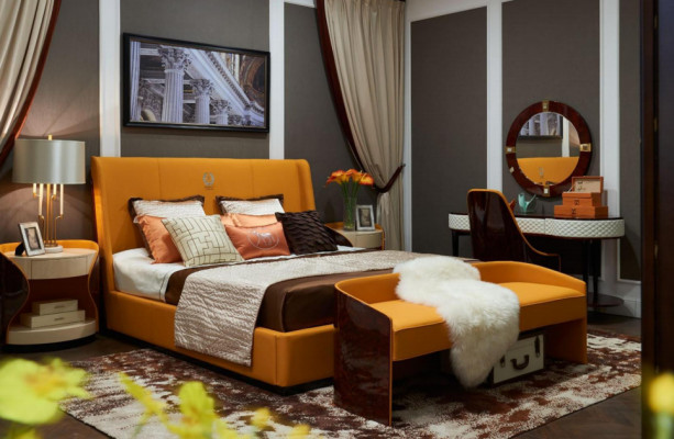 Luxe slaapkamer meubels Bed 2x Nachtkastje Set Bedden Hotelmeubilair 3-dlg. Wonen