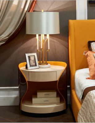 Luxe slaapkamer meubels Bed 2x Nachtkastje Set Bedden Hotelmeubilair 3-dlg. Wonen