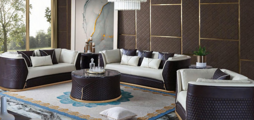 Bankstel 3-zits set design bank gestoffeerd banken modern luxe nieuw