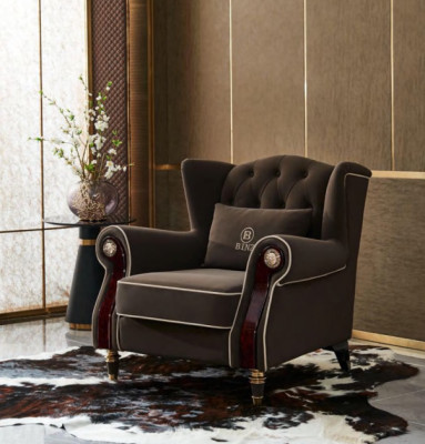 Chique Chesterfield gestoffeerde fauteuil tv-zitclub lounge-textielluxe.