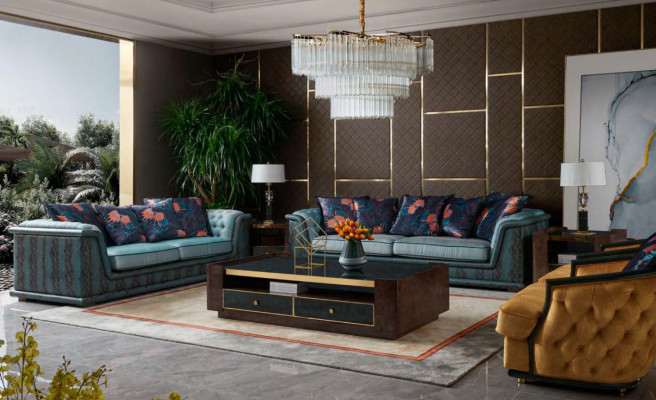 Sofa set van 3 zitsbanken, designbank, gestoffeerde banken, bank, leren bankstellen, banken