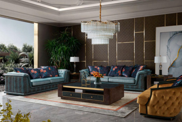 Sofa set van 3 zitsbanken, designbank, gestoffeerde banken, bank, leren bankstellen, banken