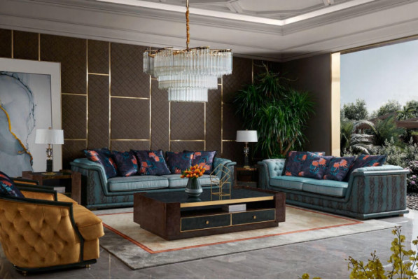 Sofa set van 3 zitsbanken, designbank, gestoffeerde banken, bank, leren bankstellen, banken
