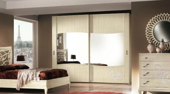 Slaapkamer Bed Nachtkastje Kledingkast Commode Spiegel Groep Nieuw Set 6-delig.