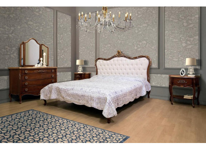Slaapkamerontwerp Klassieke luxe meubelen Modern bed 2x nachtkastje 4-delige set