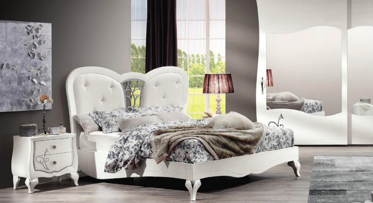 Slaapkamer Bed Nachtkastje Bedden Hout Ontwerp Bedframe Set Nieuw 3-delig.