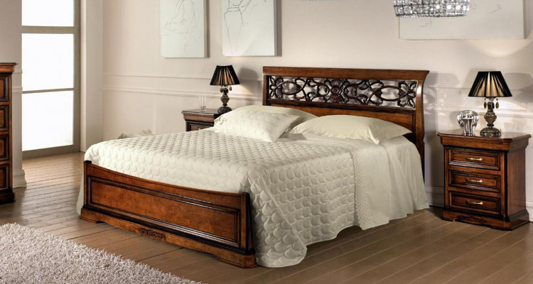 Bed 2x Nightstand Bedroom Set Table Beds Complete Wood Set Baroque 3-piece.
