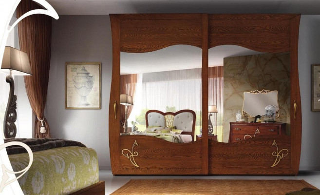 Kledingkast Kast Spiegel Hout Meubels Kasten Garderobe Hout Italië Nieuw