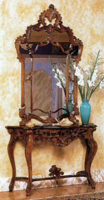 Console + Mirror Designer Console Table Wooden Table Console Luxury Set 2 pieces.