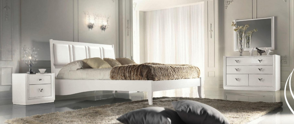 Slaapkamer Bed Nachtkastje Commode Spiegel Set Groep Hout Luxe 5-delig