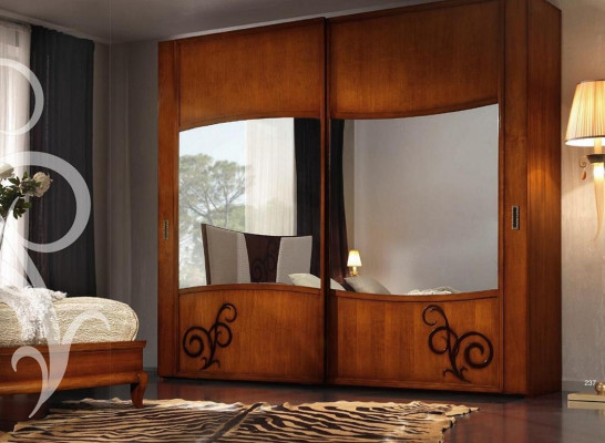 Kast kledingkast met schuifdeuren slaapkamer wandkasten hout spiegel