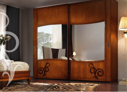 Kast kledingkast met schuifdeuren slaapkamer wandkasten hout spiegel