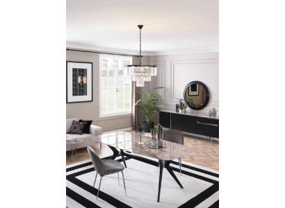 Eetkamer set tafel 4x stoelen set bekleding ontwerper 5 delen